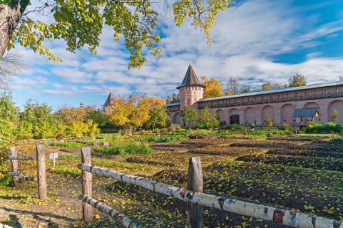 Garden in a Russian Orthodox monastery. Suzdal