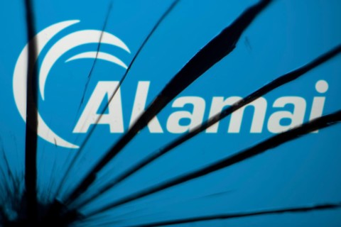Dhaka, Bangladesh- 09 Nov 2024: Akamai logo is visible on the broken glass
