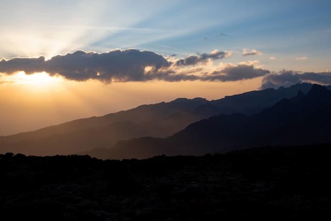 Twilight under the summit of Tanzania's highest mountain