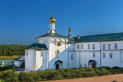 Assumption Kosmin Monastery in Nebyloye village, Russia. Church of the Transfiguration