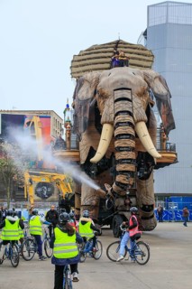 Tourist attraction The Great Elephant on the Ile de Nantes in the Loire, Nantes, Loire-Atlantique