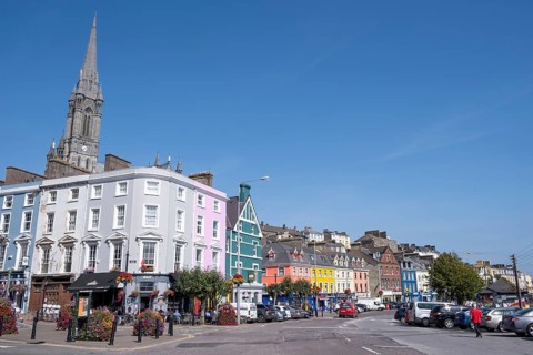 Central Square of Cobh village with colorful houses. County Cork Ireland Europe