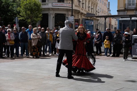 Madrid, Spain, May 2 2024: Spanish dancers dancing flamenco dance in the streets of Madrid Spain.