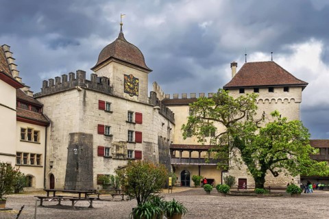 East bastion in Lenzburg castle was constructed in 1646, Switzerland, Europe