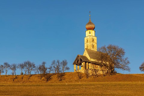 Evening atmosphere at St Valentin, Seis, South Tyrol, Italy, Europe
