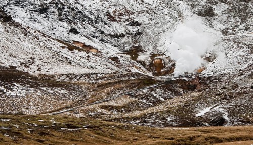 Gunnuhver geothermal hot springs field at Reykjanes Peninsula. Grintavik Iceland in spring