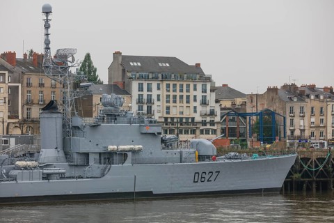 Former warship of the French Navy Escorteur d'Escadre Maille-Breze at the Quai de la Fosse, today
