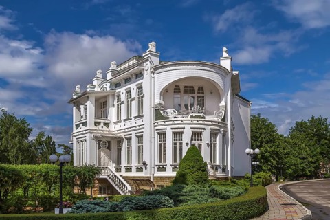 Historical building on the territory of the sanatorium in Kislovodsk, Russia, Europe