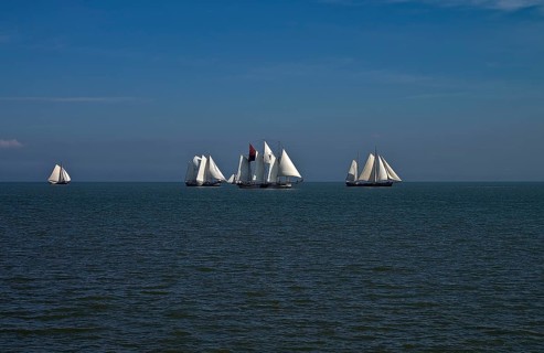 The parade of sailing ships in the Dutch village Volendam