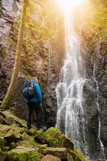 Tourist attraction of Germany, falls of Burgbach Waterfall near Schapbach, Black Forest,