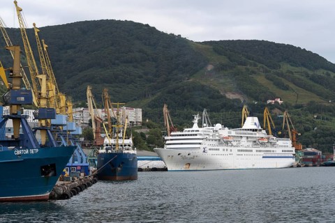 PETROPAVLOVSK CITY, KAMCHATKA PENINSULA, RUSSIA, 4 SEP, 2018: Summer view of Commercial Seaport of