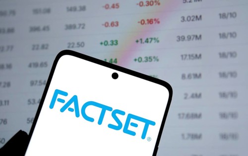 Dhaka, Bangladesh- 09 Nov 2024: Factset logo is displayed on smartphone