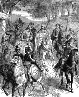 King Pepin the Younger and Frankish nobles riding to the council at Quierzy, 754
