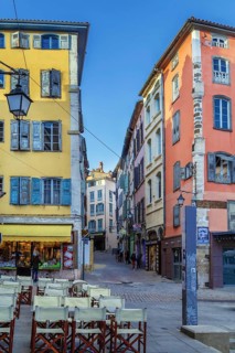 Street in Le Puy en Velay city center, France, Europe