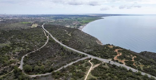 Drone aerial of scenic highway coastline route, Mediterranean sea, Exploration and adventure.