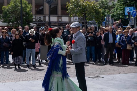Madrid, Spain, May 2 2024: Spanish dancers dancing flamenco dance in the streets of Madrid Spain.