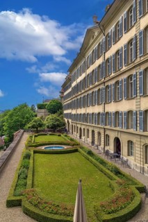 Historic homes on the Bank of the Aare river in Bern, Switzerland, Europe
