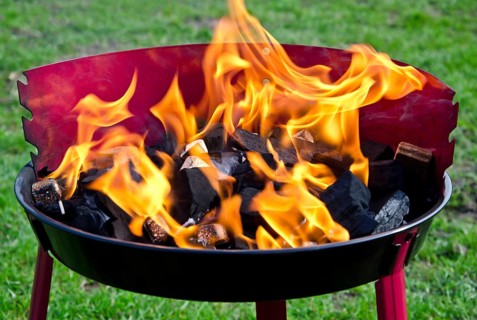 Flames and coal on a barbecue grill