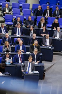 View of the AFD parliamentary group in the plenary of the Bundestag. Berlin, 31.01.2024