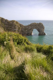 Famous natural coastal arch of Durdle Door on the Jurassic coast, Dorset, England, United Kingdom,