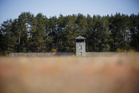 View of a watchtower at the Sachsenhausen concentration camp memorial. Oranienburg, 23.04.2024