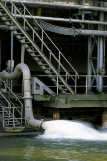 Pollution by industry draining waste water in canal