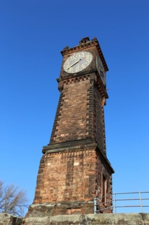 The water gauge on the Parkinsel in Ludwigshafen, one of the landmarks of the city on the Rhine