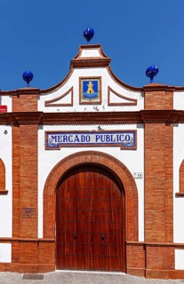 Entrance to the market hall in Rota, Andalusia, Spain, Europe