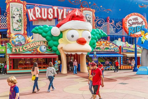 The Simpsons ride at Krustyland attraction at Universal Studios theme park in Orlando, Florida,