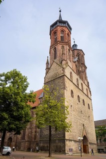 Old Town Council and Market Church of St. Johannis, Göttingen cityscape, Göttingen, Lower Saxony,