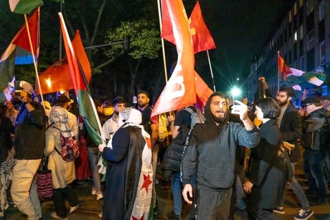 Demonstration by pro-Palestinian activists in Duisburg-Hochfeld, around 110 demonstrators marched
