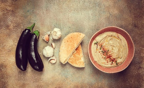 Babaganoush, eggplant appetizer, traditional Lebanese cuisine, homemade, no people