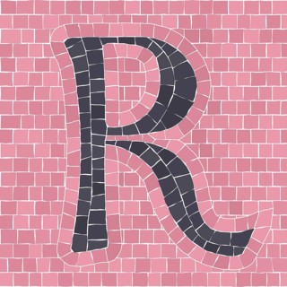 Mosaic tiles letter R. EPS 10 editable flat design vector seamless horizontal pattern