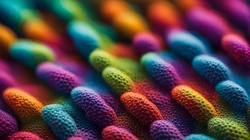 Nano material inspired by gecko feet with intricate patterns and vibrant colors representing