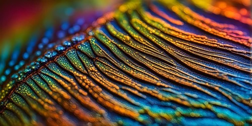 Vibrant butterfly wing with iridescent scales and network of veins, AI generated