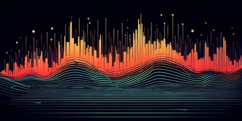Illustration of abstract audio frequency sound wave lines, AI generated