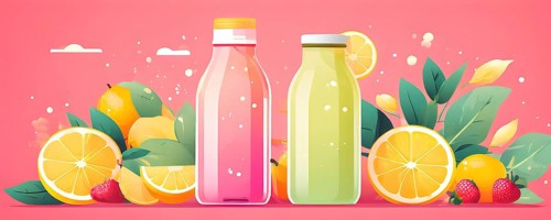 Abstract wallpaper of smoothie surrounded by an assortment of fruits and vegetables, AI generated