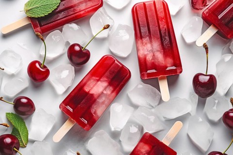 Cherry ice popsicles. KI generiert, generiert AI generated