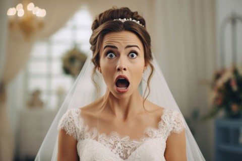Shocked or surprised bride. KI generiert, generiert, AI generated