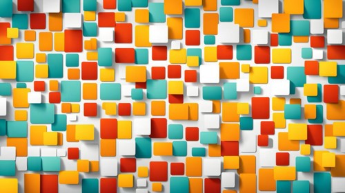 Flat background geometric arrangement featuring overlapping squares in varying size, AI generated,