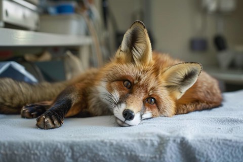 Wild fox at vet. KI generiert, generiert, AI generated