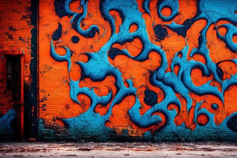 AI generated picture of an urban wall covered with graffiti