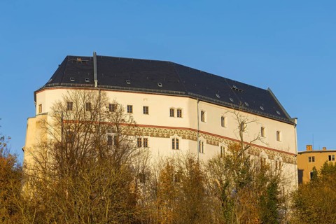 Sachsenburg above the Zschopau, Sachsenburg, Sachsenburg, Saxony, Germany, Europe