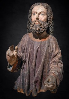 Palm tree figure of Jesus, around 1470, on a dark background, only the corpus remains, Strigel