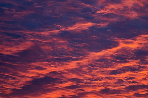 Reddish orange cloud structures, dawn