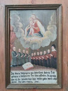 Votive pictures, votive tablets on the walls of the chapel of grace inside the church, pilgrimage