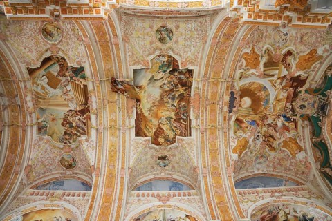 Fresco cycle, ceiling frescoes, interior of the Cistercian abbey church Fürstenfeld in