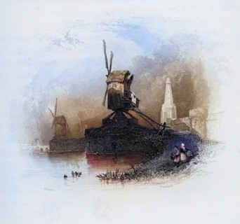 St. Janshuis Mill, Bruges, Holland, today Belgium, Historical, digitally restored reproduction from