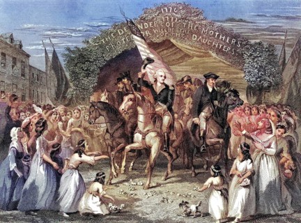 Washington enters Trenton New Jersey USA, 1789, George Washington, 1732-1799, First President of