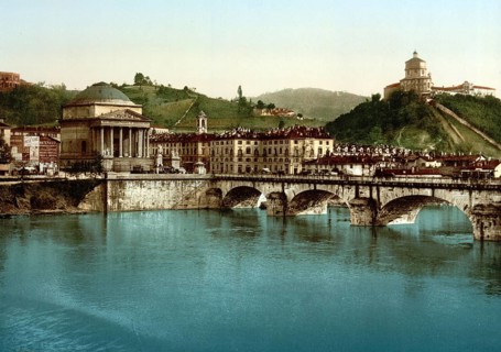 Capuchin Hill and Church of Gran Madre de Dio, Turin, Italy, Historical, digitally restored
